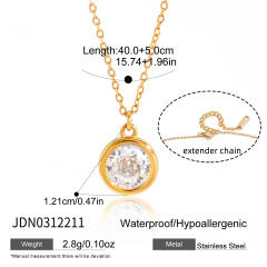 Easy match round diamond stainless steel necklace bracelet set dainty necklace earrings set