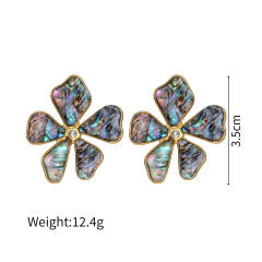 Summer elegant abalone flower stainless steel necklace bracelet earrings rings set