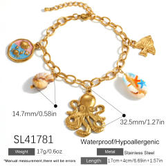 Personalized Ocean style Octopus Oil-Drop Color-Contrast charm stainless steel bracelet
