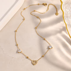 Stainless Steel Necklace for Women Non-Fading diamond heart necklace