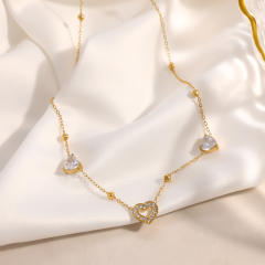 Stainless Steel Necklace for Women Non-Fading diamond heart necklace