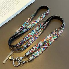 Sparkling Rhinestone Phone Lanyard Long Crossbody Strap Anti-Loss Strap Accessory