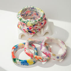 Ins Style Bohemian Floral Resin Bracelet Women's Stackable Bracelet