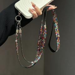 Sparkling Rhinestone Phone Lanyard Long Crossbody Strap Anti-Loss Strap Accessory