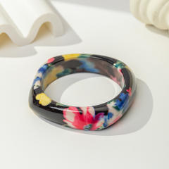 Ins-Style Geometric Square Irregular Gradient Pattern Resin Bracelet Personalized acrylic bangle