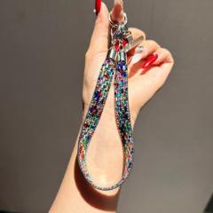 Sparkling Rhinestone Phone Lanyard Long Crossbody Strap Anti-Loss Strap Accessory