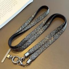 Sparkling Rhinestone Phone Lanyard Long Crossbody Strap Anti-Loss Strap Accessory