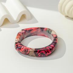 Ins-Style Geometric Square Irregular Gradient Pattern Resin Bracelet Personalized acrylic bangle