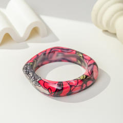 Ins-Style Geometric Square Irregular Gradient Pattern Resin Bracelet Personalized acrylic bangle