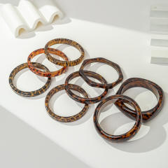 Sexy Leopard Print Resin Bracelet Unique Irregular Circular Gradient arcylic bangle