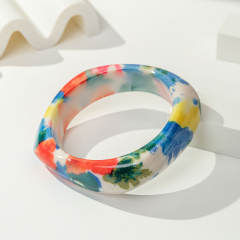Ins Style Bohemian Floral Resin Bracelet Women's Stackable Bracelet