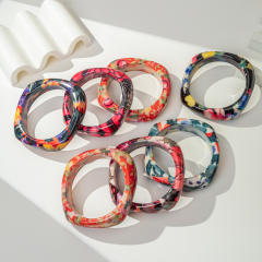 Ins-Style Geometric Square Irregular Gradient Pattern Resin Bracelet Personalized acrylic bangle