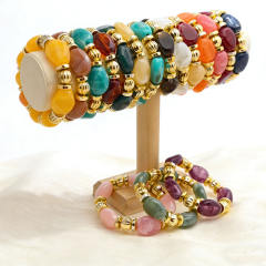 Fashion Retro Irregular Acrylic Resin Bracelet for Women Maillard Colorful Elastic Bracelet Wholesale