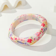 Ins Style Bohemian Floral Resin Bracelet Women's Stackable Bracelet