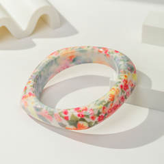 Ins Style Bohemian Floral Resin Bracelet Women's Stackable Bracelet