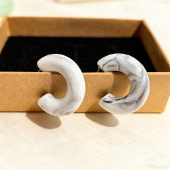 2026 Three-Dimensional C-Shaped Vintage Earrings stainless steel needle earrings