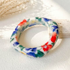 Ins Style Bohemian Floral Resin Bracelet Women's Stackable Bracelet