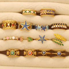 New Oil-Dropping Stainless Steel Rings for Women adjustable starfish evil eye rings
