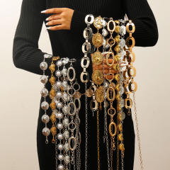 Retro Versatile Casual Waist chain Dress Denim with Waist Chain Bohemian Ethnic Style Heart Tassel Belt