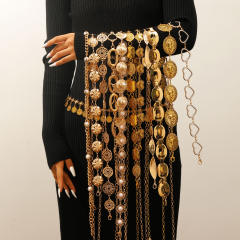 Retro Versatile Casual Waist chain Dress Denim with Waist Chain Bohemian Ethnic Style Heart Tassel Belt
