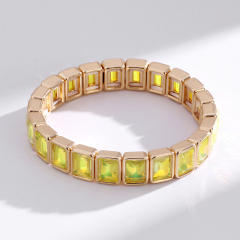 Fashionable colorful glass crystal elastic bangle bracelet for women