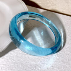 Special-Shaped Colorful Acrylic Round Bracelet Irregular Simple Geometric Transparent Resin Bracelet