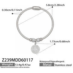 Magnetic Elastic Bracelet Ins Style Exquisite Multi-Zircon Pendant Stainless Steel Bracelet Set
