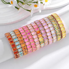 Fashionable colorful glass crystal elastic bangle bracelet for women