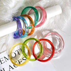 Special-Shaped Colorful Acrylic Round Bracelet Irregular Simple Geometric Transparent Resin Bracelet