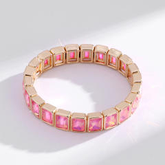 Fashionable colorful glass crystal elastic bangle bracelet for women