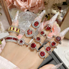 Luxury color treasure imitation ruby ring female dinner red corundum all-Match ring
