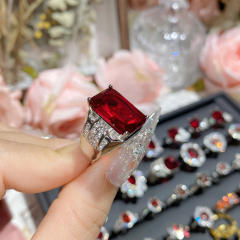 Luxury color treasure imitation ruby ring female dinner red corundum all-Match ring