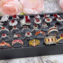 Luxury color treasure imitation ruby ring female dinner red corundum all-Match ring