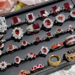 Luxury color treasure imitation ruby ring female dinner red corundum all-Match ring