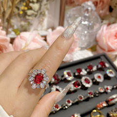Luxury color treasure imitation ruby ring female dinner red corundum all-Match ring