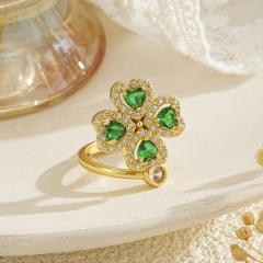 New Colorful Zircon Tree of Life Ring Copper Micro-Inlaid Ring for Women rotatable rings