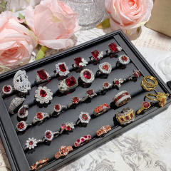 Luxury color treasure imitation ruby ring female dinner red corundum all-Match ring