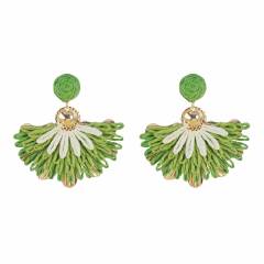 Sweet Fresh Holiday Style Enamel Colorful Flower Earrings with Diamonds Pearls