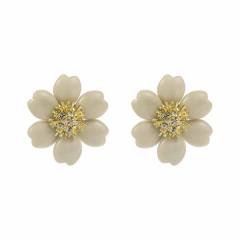 Sweet Fresh Holiday Style Enamel Colorful Flower Earrings with Diamonds Pearls
