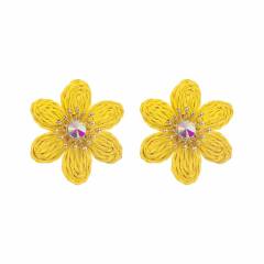 Sweet Fresh Holiday Style Enamel Colorful Flower Earrings with Diamonds Pearls