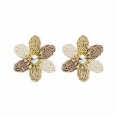 Sweet Fresh Holiday Style Enamel Colorful Flower Earrings with Diamonds Pearls