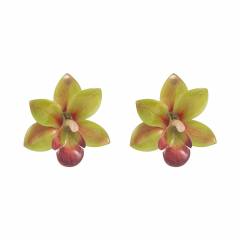Sweet Fresh Holiday Style Enamel Colorful Flower Earrings with Diamonds Pearls