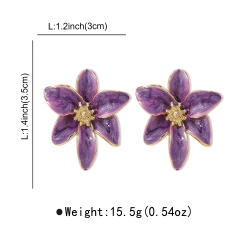 Sweet Fresh Holiday Style Enamel Colorful Flower Earrings with Diamonds Pearls