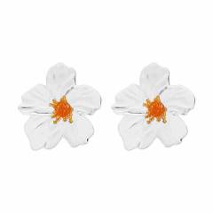 Sweet Fresh Holiday Style Enamel Colorful Flower Earrings with Diamonds Pearls