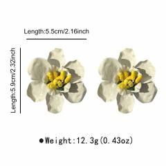 Sweet Fresh Holiday Style Enamel Colorful Flower Earrings with Diamonds Pearls