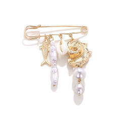 Exaggerated Colorful Conch Shell Tropical Fish Brooch with Ocean Elements Waist-Tightening Pin Waist-Cinching Accessory