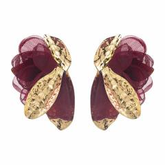 Sweet Fresh Holiday Style Enamel Colorful Flower Earrings with Diamonds Pearls