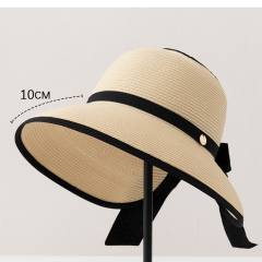 2026 New Style Large-Brimmed Sun Protection Straw Hat for Women Summer Vacation Beach Sun Hat Foldable Bow Hat