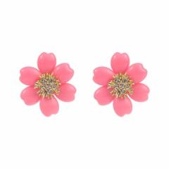 Sweet Fresh Holiday Style Enamel Colorful Flower Earrings with Diamonds Pearls