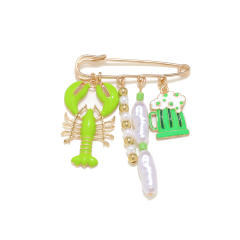 Exaggerated Colorful Diamond Anchor Octopus Ball Brooch Ocean Element Waist-Tightening Pin
